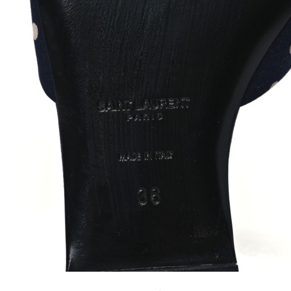 Saint Laurent Bianca Mules Navy Polka Dots - Picture 6 of 7